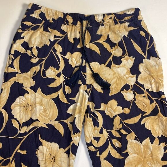 Joie Wide Leg Linen Blend Floral Botanical Elastic Waistband Pockets Beachy L - Picture 8 of 13